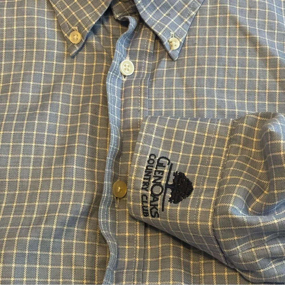 Turtleson Blue Plaid Cotton Button Down Long Sleeve Shirt Mens XL GlenOaks CC - Picture 8 of 9